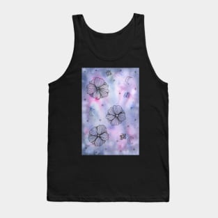 Dreamy Flower Doodle Watercolor and Ink Art Tank Top